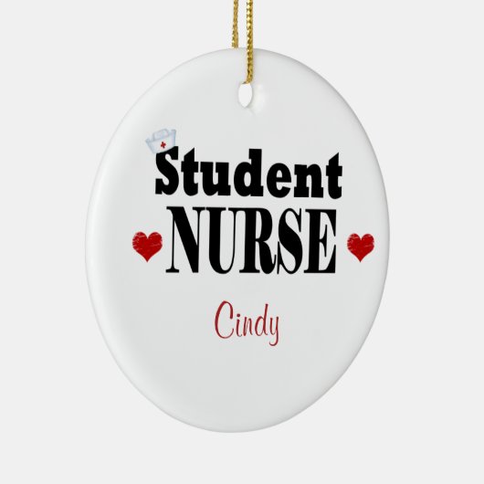 学生パーソナライズされたナース帽子とハート セラミックオーナメント (右)