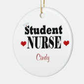 学生パーソナライズされたナース帽子とハート セラミックオーナメント (左)