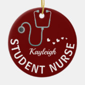 学生パーソナライズされたナース – 聴診器 セラミックオーナメント (正面)