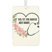 学生パーソナライズされた登録退役軍人ナース名 カーエアーフレッシュナー (裏面)