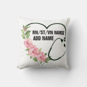学生パーソナライズされた登録退役軍人ナース名 クッション (正面)