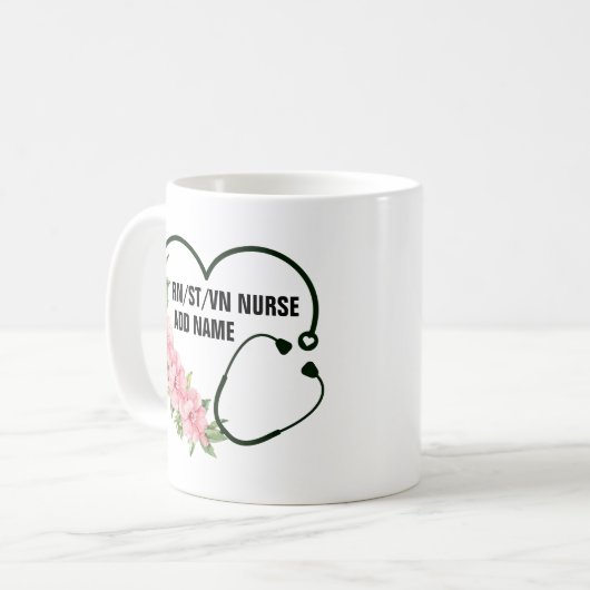 学生パーソナライズされた登録退役軍人ナース名 コーヒーマグカップ (正面左)