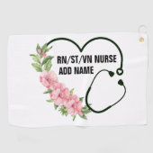 学生パーソナライズされた登録退役軍人ナース名 ゴルフタオル (横)