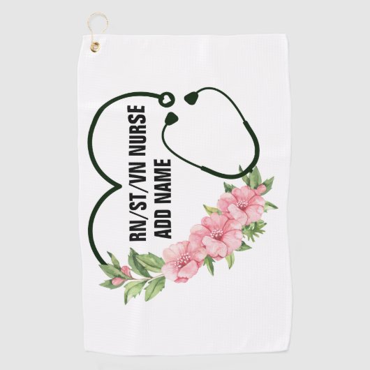 学生パーソナライズされた登録退役軍人ナース名 ゴルフタオル (正面)