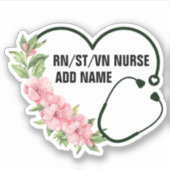 学生パーソナライズされた登録退役軍人ナース名 シール (正面)