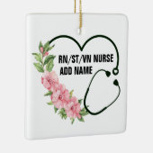 学生パーソナライズされた登録退役軍人ナース名 セラミックオーナメント (右)