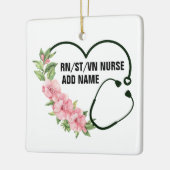 学生パーソナライズされた登録退役軍人ナース名 セラミックオーナメント (左)