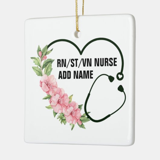 学生パーソナライズされた登録退役軍人ナース名 セラミックオーナメント (左)