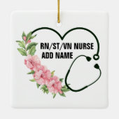 学生パーソナライズされた登録退役軍人ナース名 セラミックオーナメント (裏面)