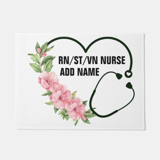 学生パーソナライズされた登録退役軍人ナース名 ドアマット (正面)