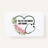 学生パーソナライズされた登録退役軍人ナース名 バッジ (正面)