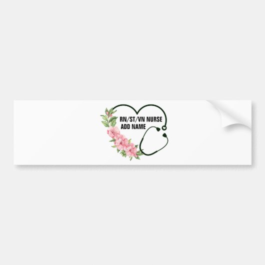 学生パーソナライズされた登録退役軍人ナース名 バンパーステッカー (正面)