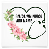 学生パーソナライズされた登録退役軍人ナース名 フォトプリント            (正面)