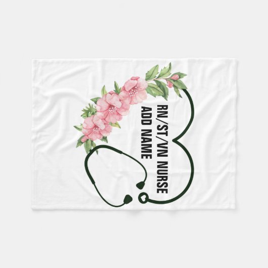 学生パーソナライズされた登録退役軍人ナース名 フリースブランケット (正面(横))