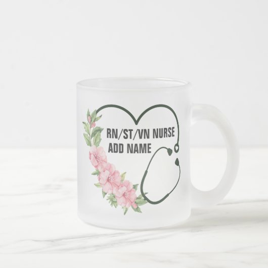 学生パーソナライズされた登録退役軍人ナース名 フロストグラスマグカップ (右)
