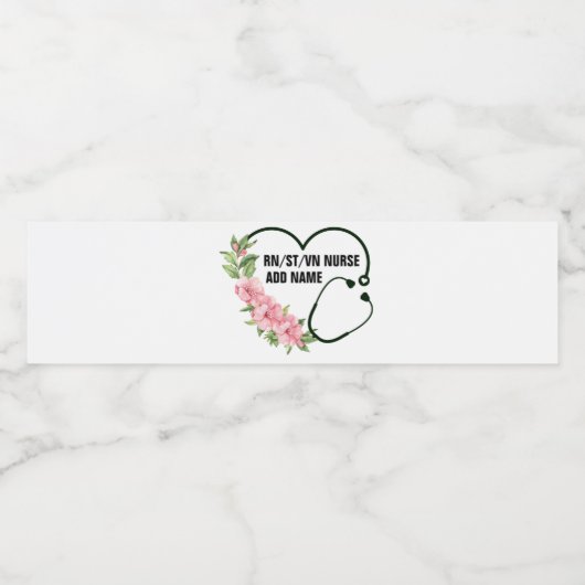 学生パーソナライズされた登録退役軍人ナース名 ペットボトルラベル (シングルラベル)