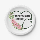 学生パーソナライズされた登録退役軍人ナース名 ペーパープレート (正面)