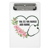 学生パーソナライズされた登録退役軍人ナース名 ミニクリップボード (正面)