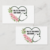 学生パーソナライズされた登録退役軍人ナース名 予約カード (正面/裏面)