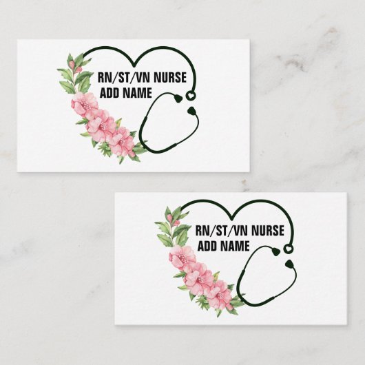 学生パーソナライズされた登録退役軍人ナース名 予約カード (正面/裏面)