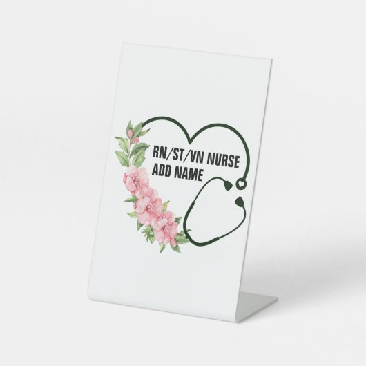 学生パーソナライズされた登録退役軍人ナース名 台座サイン (正面)