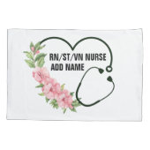 学生パーソナライズされた登録退役軍人ナース名 枕カバー (裏面)