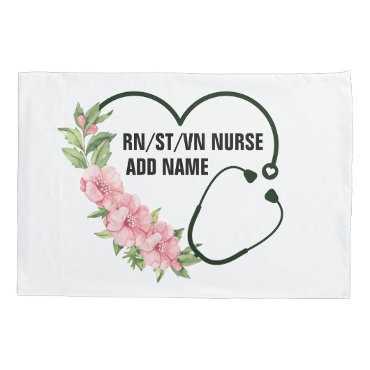 学生パーソナライズされた登録退役軍人ナース名 枕カバー (裏面)