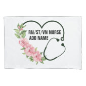 学生パーソナライズされた登録退役軍人ナース名 枕カバー (正面)