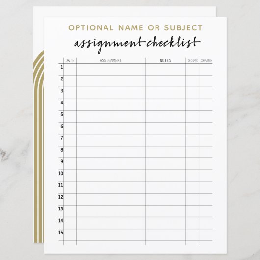 学生ボーホアーパターンの割り当てチェックリスト (正面/裏面)