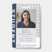 学生モダン先生ネイビーブルー写真大学 バッジ (Front)