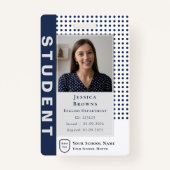 学生モダン先生ネイビーブルー写真大学 バッジ (正面)