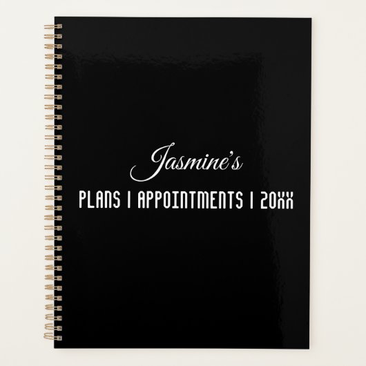 学生モダン白黒年名オーガナイザ プランナー手帳 (正面)