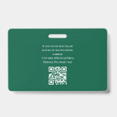 学生モダンID写真ダークグリーン大学 バッジ (裏面)