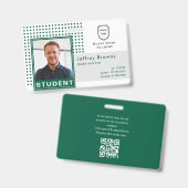 学生モダンID写真ダークグリーン大学 バッジ (正面＆裏面)
