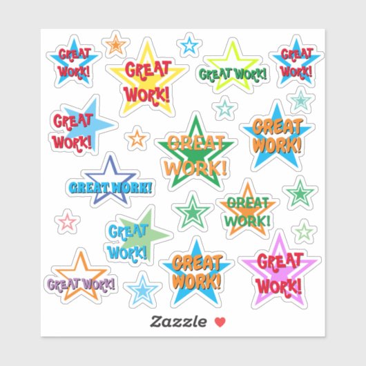 学生モチベーション「素晴らしWORK!」 & Star Shapes シール (シート)