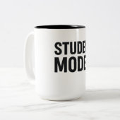 学生モード起動 – 面白い勉強モチベアップ ツートーンマグカップ (正面左)