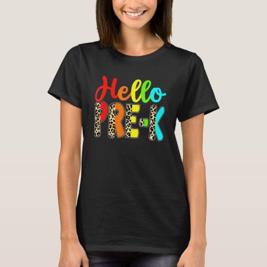 学生先生ハロープレKレオパード新学期 Tシャツ (正面)
