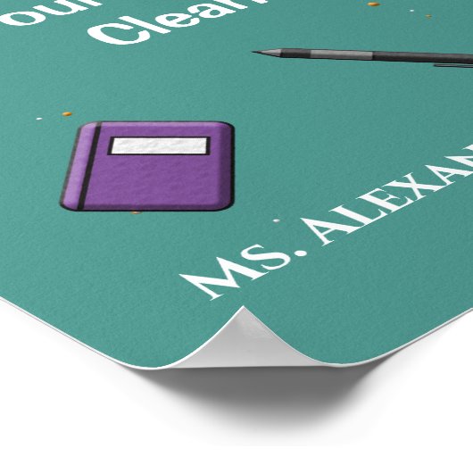 学生先生学校のクリーンアップの個人用設定 ポスター (角)