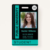 学生写真ID学校大学ターコイズ バッジ (正面)