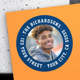 学生卒業写真ダークブルー差出人住所 ラウンドシール