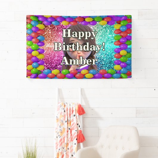 学生女子パーソナライズされたキャラクター誕生日 横断幕 (インサイチュ)