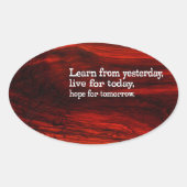 「学生活、希望」の感動的引用文 楕円形シール (正面)