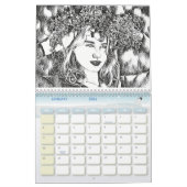 学生用グレースケールカラーカレンダー、ゴシック カレンダー (1月 2026)