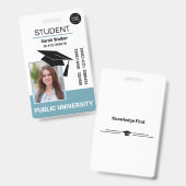 学生用写真IDカード 大学 ライトブルー バッジ (正面＆裏面)