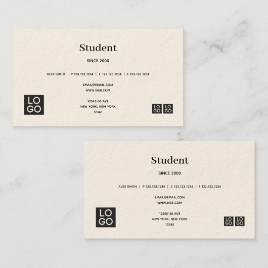 学生用名刺-企業のプロフェッショナル 名刺 (正面/裏面)