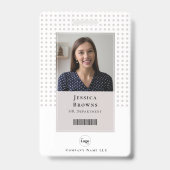 学生/従業員の写真QRコードバーコードホワイト バッジ (正面)