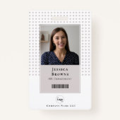 学生/従業員の写真QRコードバーコードホワイト バッジ (正面)