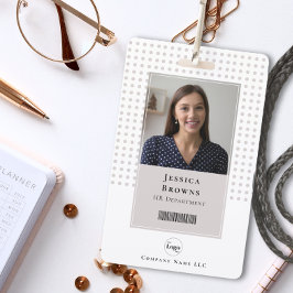 学生/従業員の写真QRコードバーコードホワイト バッジ