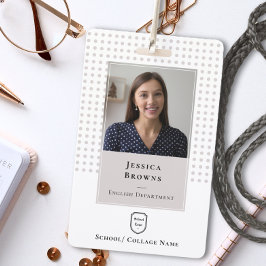 学生/従業員の学校の写真ロゴQRコードホワイト バッジ