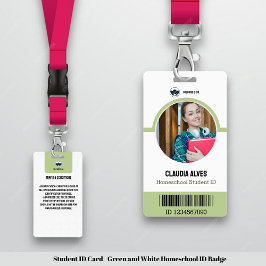 学生IDカード |緑と白のホームスクールID バッジ
